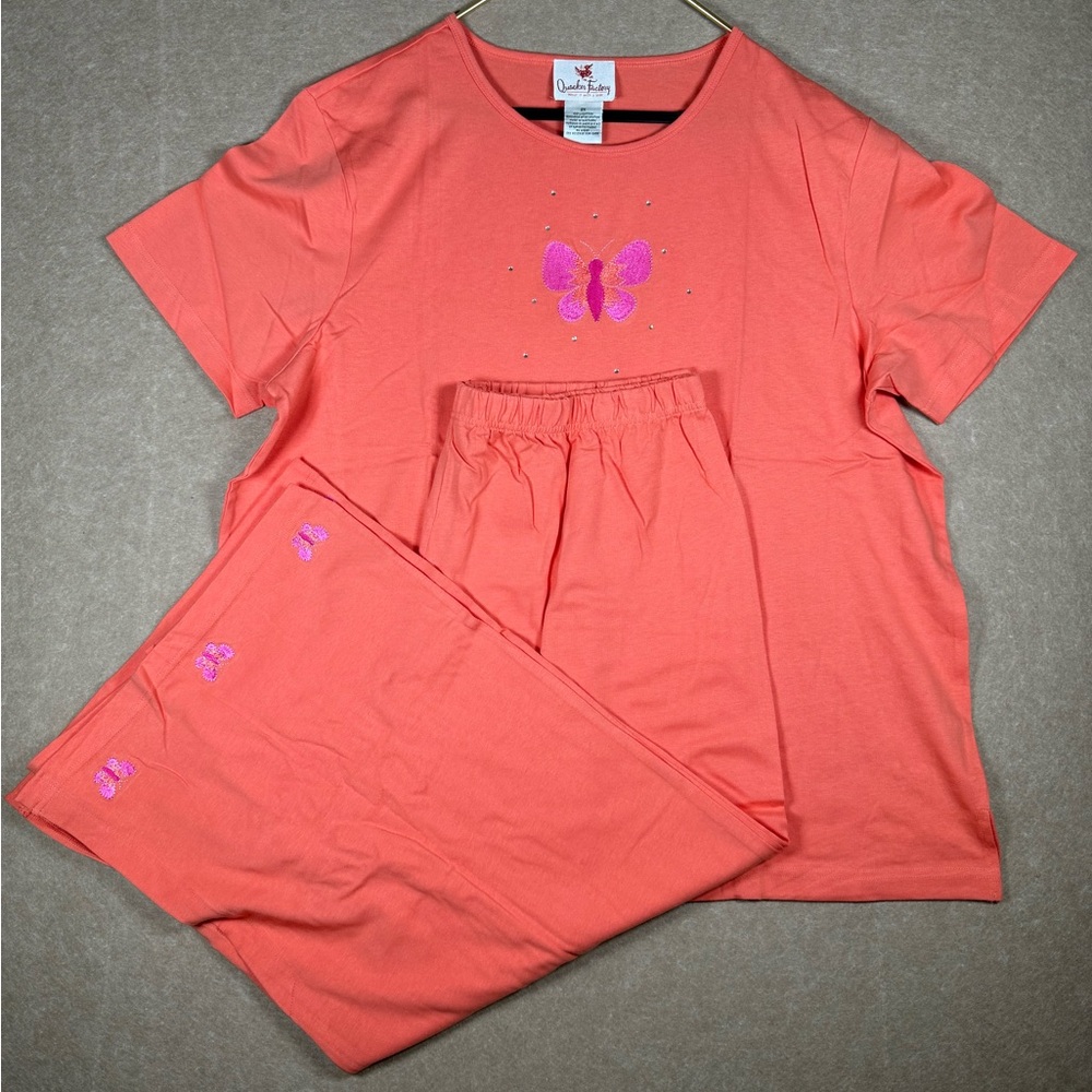 QUACKER FACTORY long skirt Butterfly medium slit With Matching Shirt SZ 2X